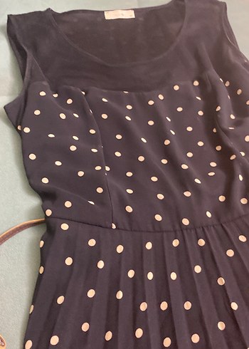 Siyah Puantiyeli Pilili Midi Elbise - Görsel 3