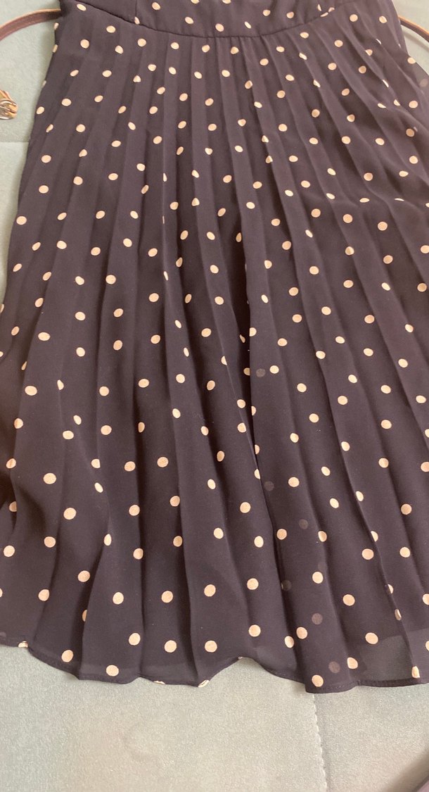 Siyah Puantiyeli Pilili Midi Elbise - Görsel 2