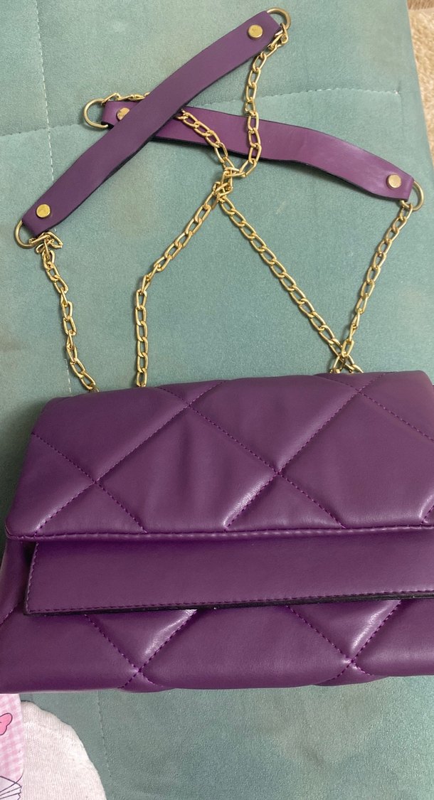 Zincir Detaylı Mor Çanta - Görsel 3
