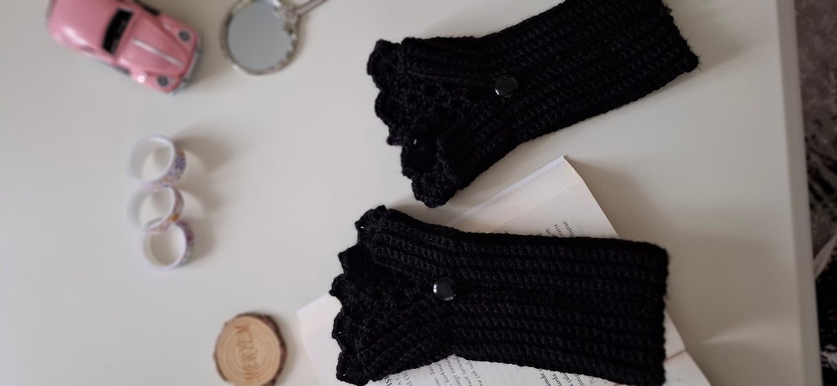 Nakışlı Siyah  eldiven - Görsel 5