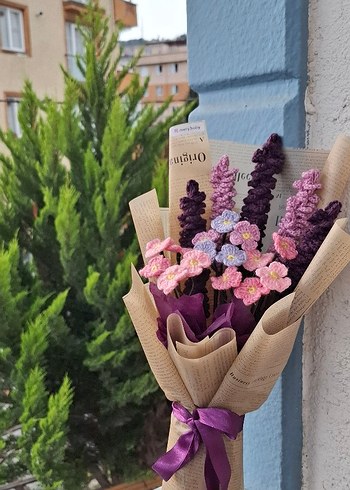 El Yapımı Bohem Örgü Çiçek Buketi - Görsel 3