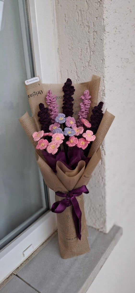 El Yapımı Bohem Örgü Çiçek Buketi - Görsel 5