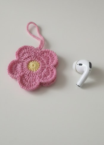 Pembe Örgü Çiçek Telefon Aksesuarı - Görsel 2