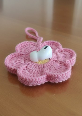 Pembe Örgü Çiçek Telefon Aksesuarı - Görsel 3