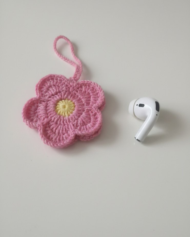 Pembe Örgü Çiçek Telefon Aksesuarı - Görsel 2