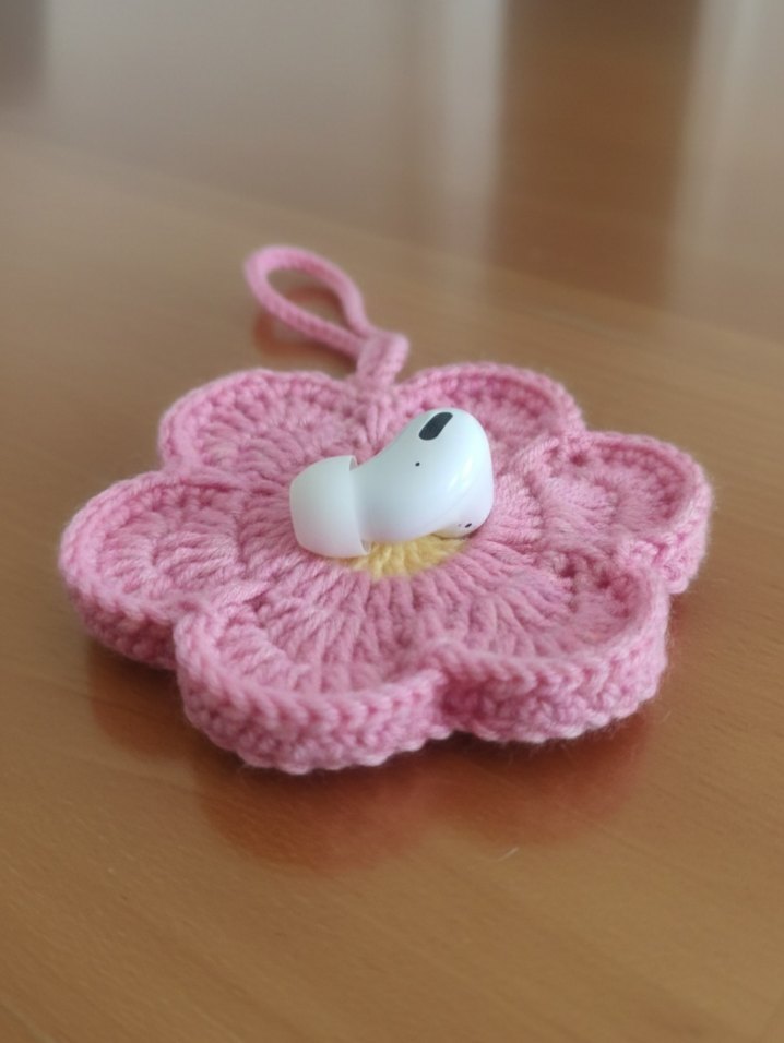 Pembe Örgü Çiçek Telefon Aksesuarı - Görsel 3