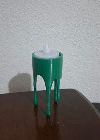 Koyu Yeşil Damla Tasarımlı Elektronik Mum - Görsel 2