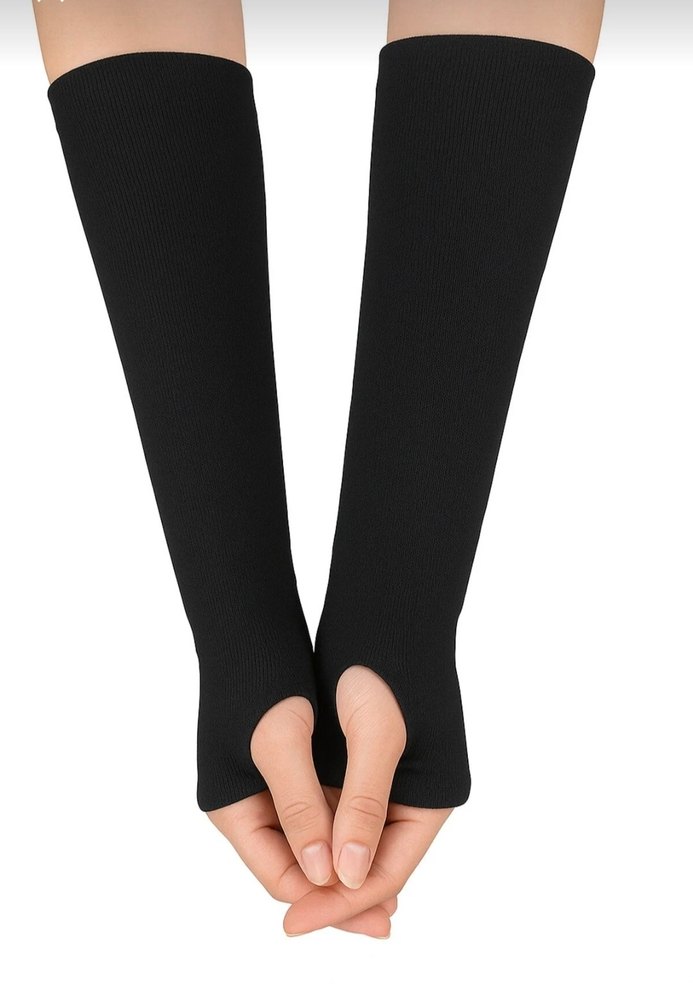 Siyah Elastik Parmaksız Kadın Eldiveni - Görsel 2