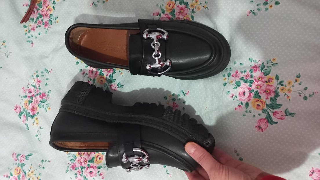 Tokalı Siyah Deri Kadın Loafer - Görsel 5