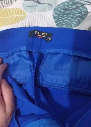 36 Beden Mavi Piliseli Kadın Kumaş Pantolon