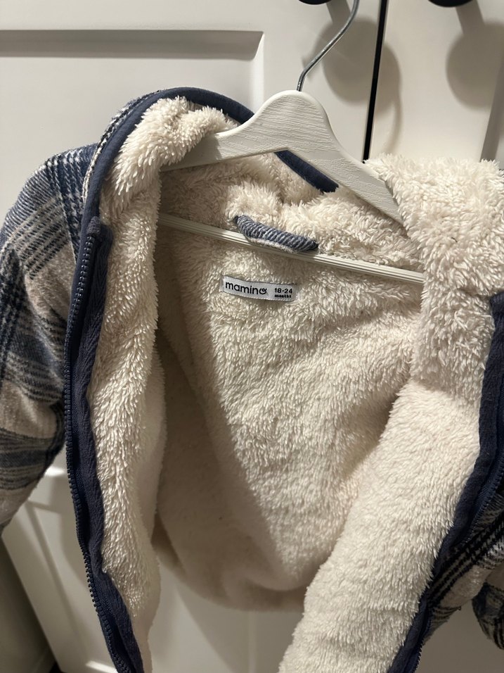 Ekose Desenli Gri Erkek Çocuk Kaban - Görsel 5