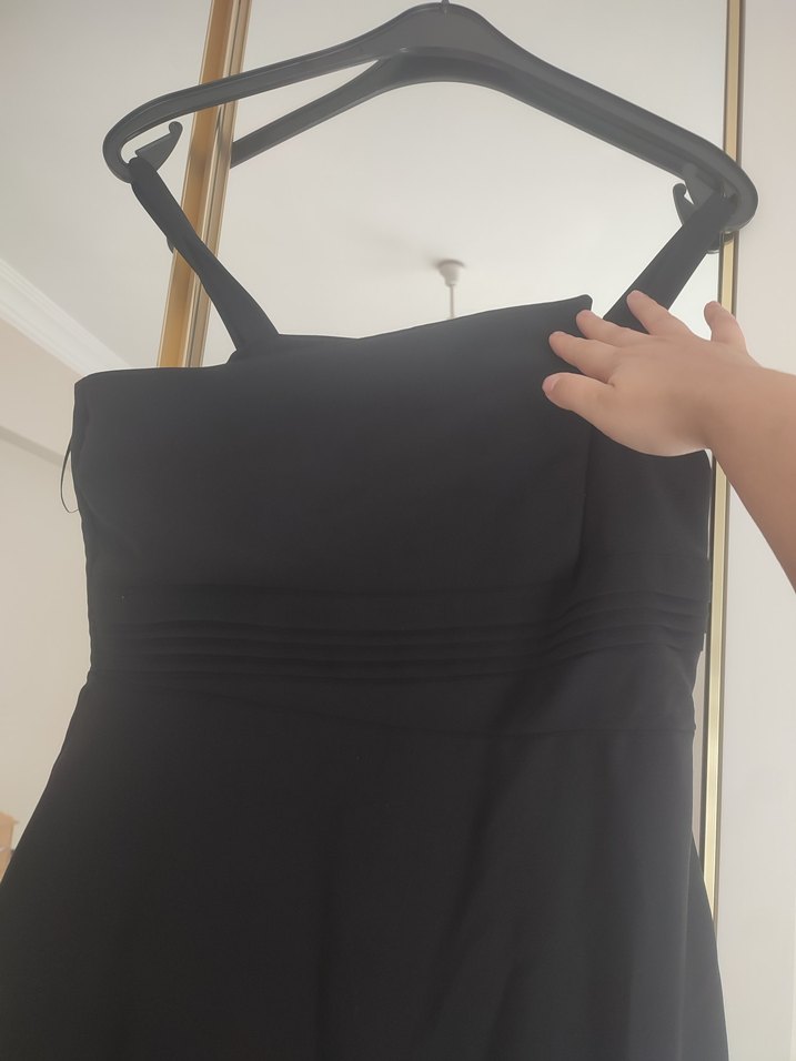 Kadın Siyah Uzun Drapeli Elbise - Görsel 4