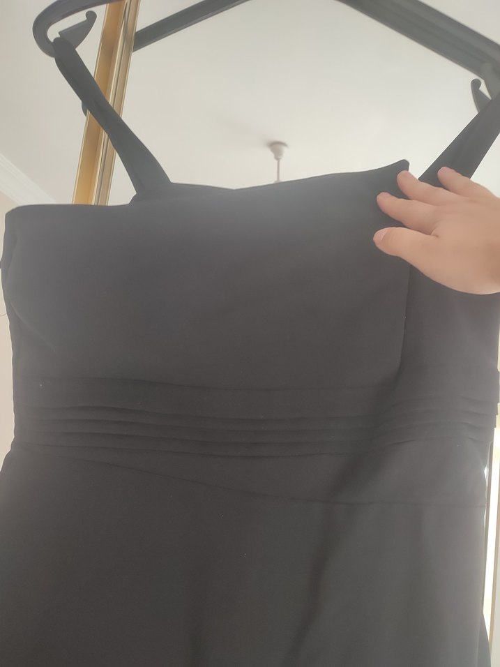 Kadın Siyah Uzun Drapeli Elbise - Görsel 5