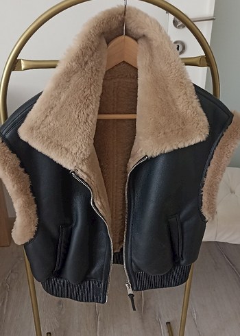 Mango Kürk Detaylı Kahverengi Deri biker