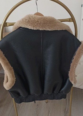 Mango Mango Kürk Detaylı Kahverengi Deri biker