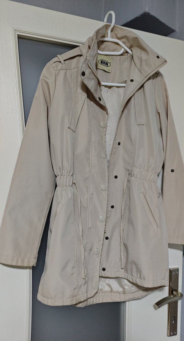 Bej Düğmeli Midi Kaban - Görsel 3