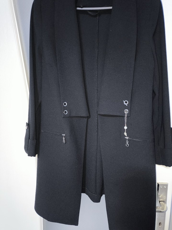 Siyah Uzun Kesim Kadın Blazer Ceket - Görsel 2