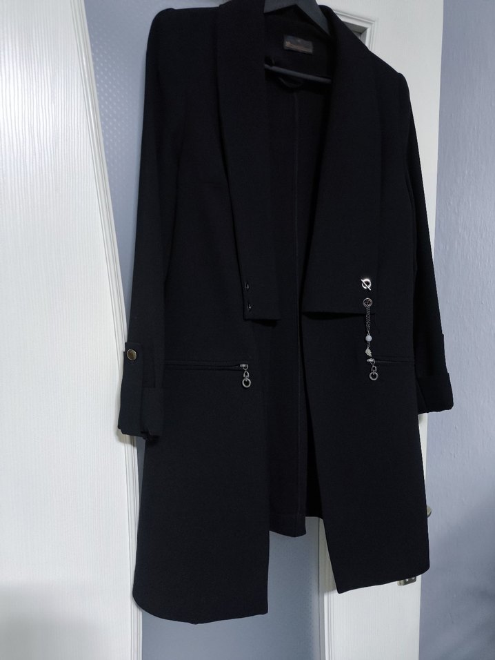 Siyah Uzun Kesim Kadın Blazer Ceket - Görsel 3