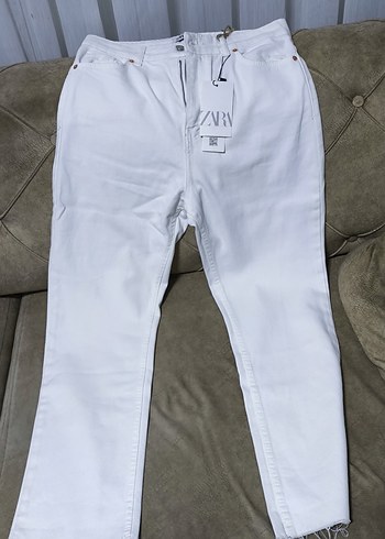 Beyaz Midi Kadın Kot Pantolon - Görsel 5