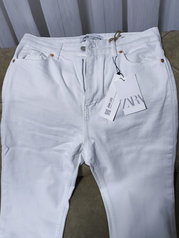 Beyaz Midi Kadın Kot Pantolon - Görsel 4