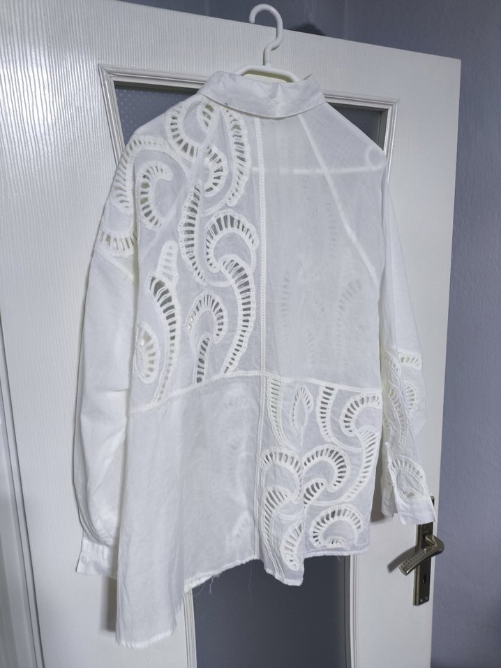 Dantel İşlemeli Bohem Beyaz Kadın Gömlek - Görsel 2