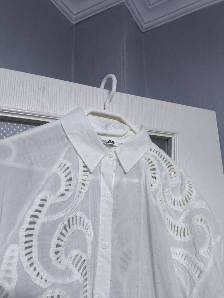 Dantel İşlemeli Bohem Beyaz Kadın Gömlek - Görsel 3