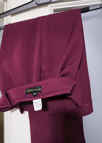 Bordo Kadın Kumaş Pantolon, Orta Boy, Fermuarlı - Görsel 3