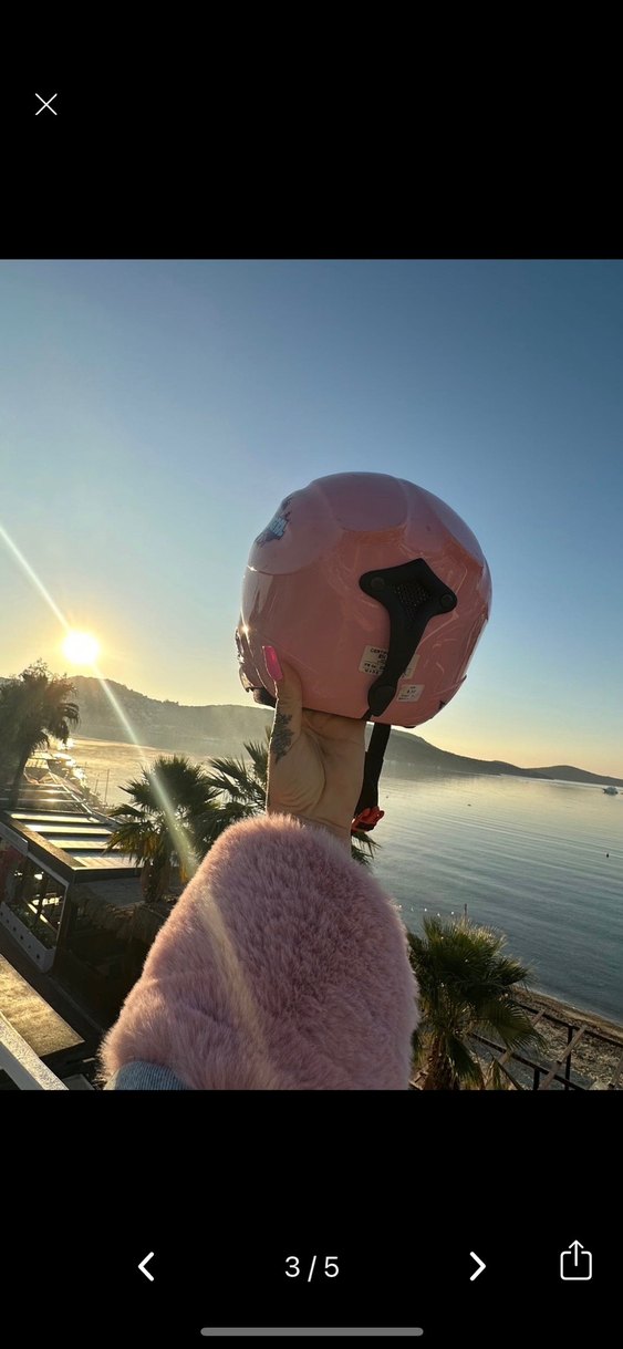 Pembe Puflu Street Style Motosiklet Kaskı - Görsel 5