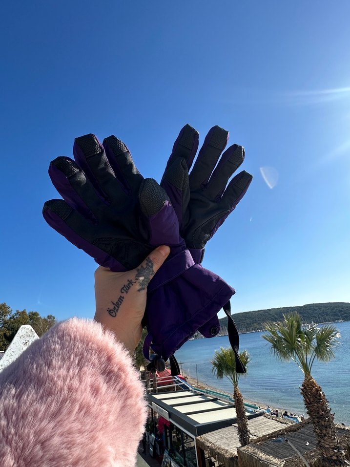 Kadın Mor Goth Tarzı Sıcak Eldiven - Görsel 2