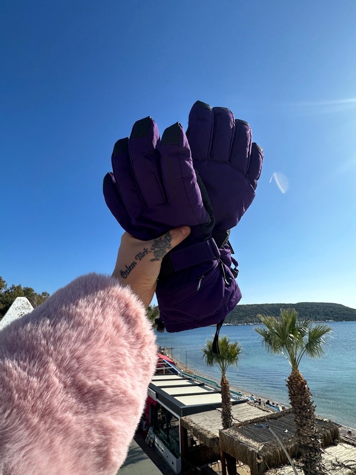 Kadın Mor Goth Tarzı Sıcak Eldiven - Görsel 3