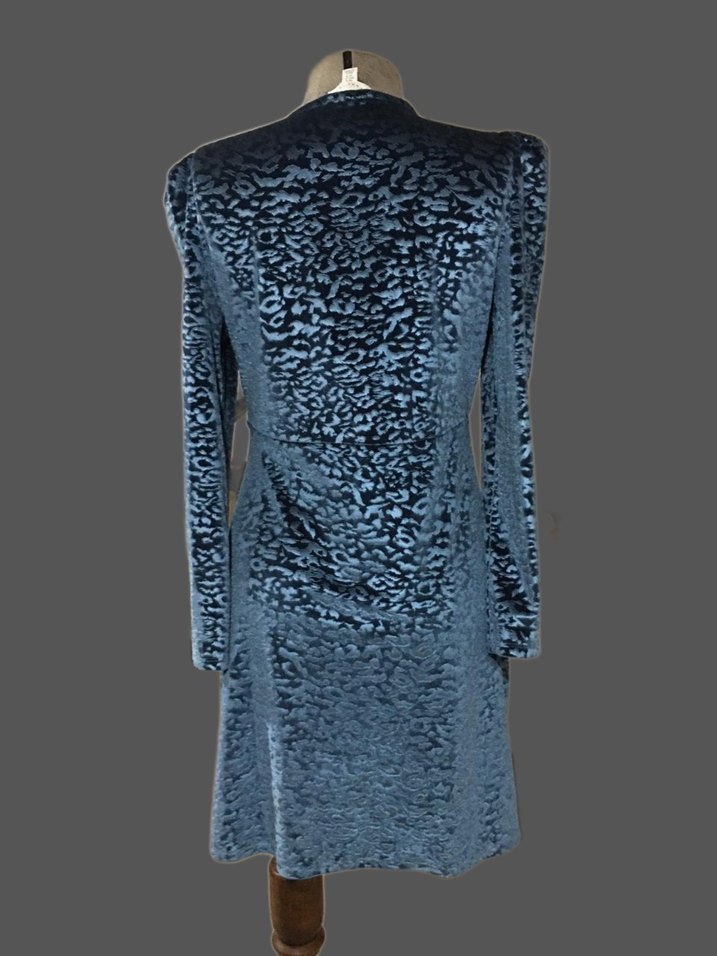 Kadın Mavi V Yakalı Midi Drapeli Elbise - Görsel 4