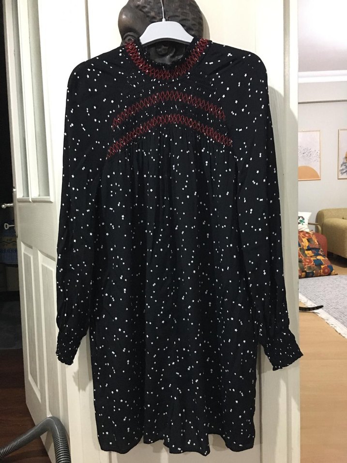 Kadın Siyah Puantiyeli Kısa Tulum Elbise - Görsel 2