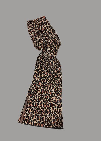 Düğmeli Leopar Desenli Kadın İspanyol Paça Pantolon - Görsel 2