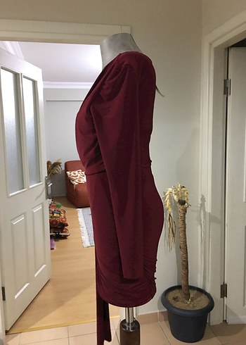 Bordo Kısa Sıkı Elbise - Görsel 4