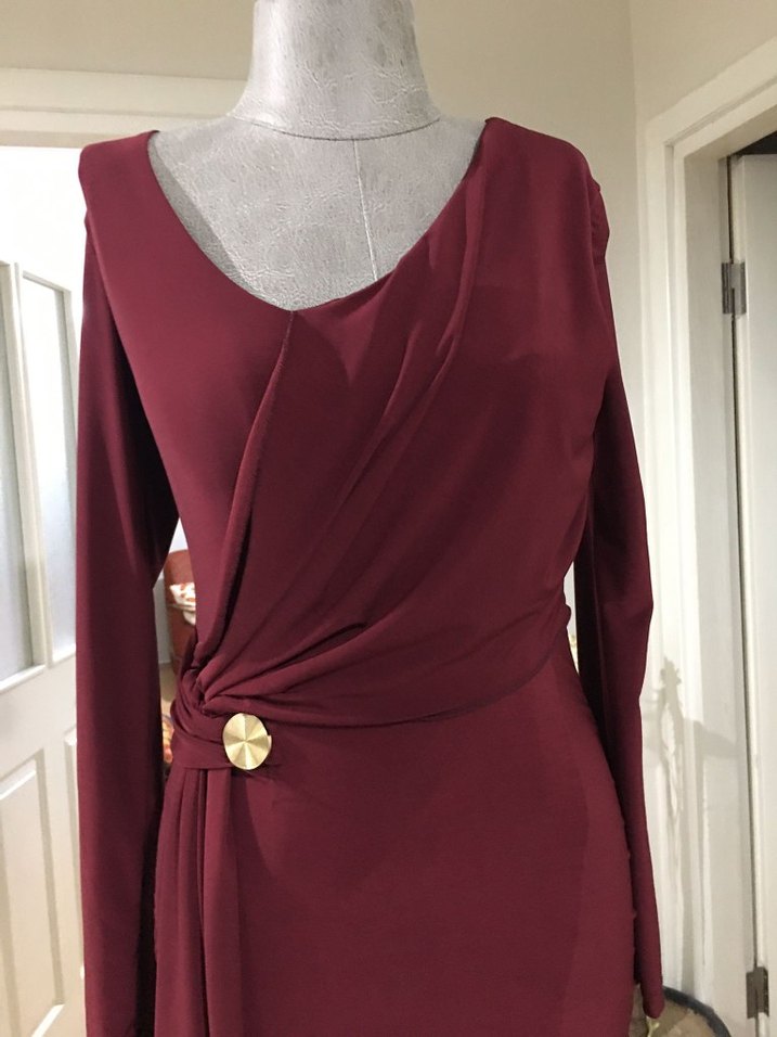 Bordo Kısa Sıkı Elbise - Görsel 3