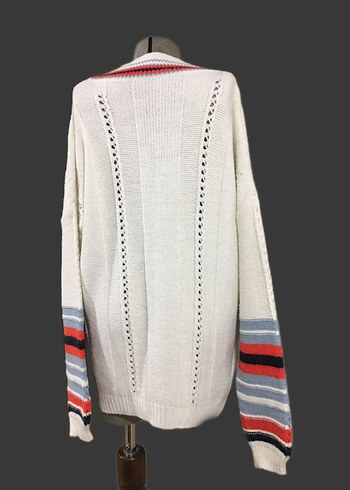 Beyaz Örgü Salaş Kazak - Görsel 3