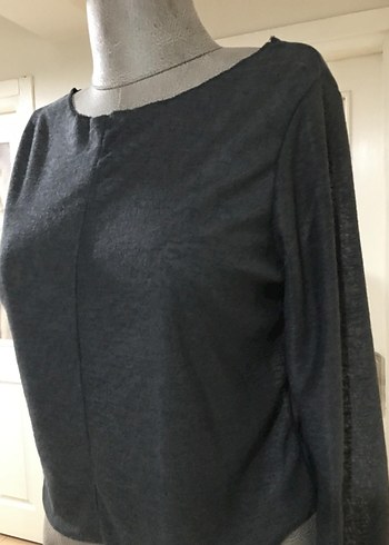 Gri Uzun Kollu Salaş Kadın Bluz - Görsel 3