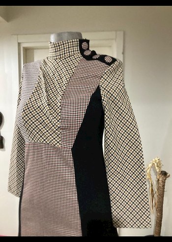 Bej Yılan Desenli Mini Elbise - Görsel 3