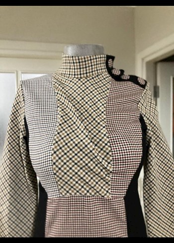 Bej Yılan Desenli Mini Elbise - Görsel 4