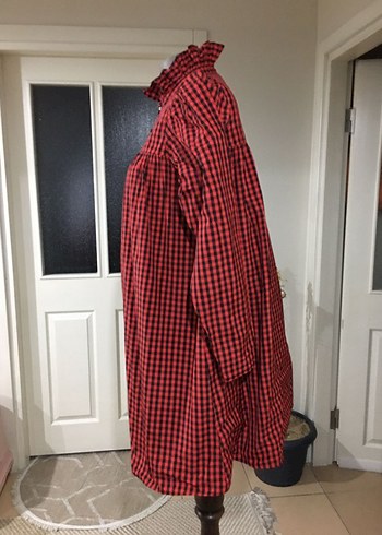 Bordo Kareli Midi Elbise - Görsel 3