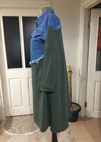 Kadın Denim Ceket Midi Boy Salaş Kesim - Görsel 4