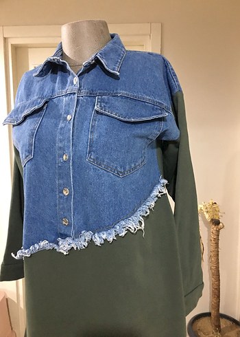 Kadın Denim Ceket Midi Boy Salaş Kesim - Görsel 3