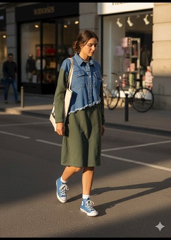 Kadın Denim Ceket Midi Boy Salaş Kesim - Ana görsel