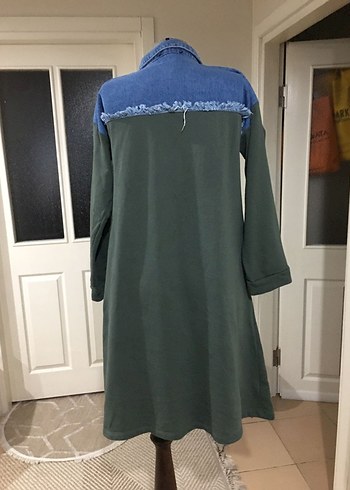 Kadın Denim Ceket Midi Boy Salaş Kesim - Görsel 5