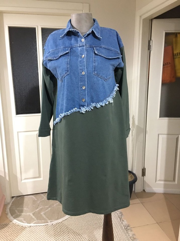 Kadın Denim Ceket Midi Boy Salaş Kesim - Görsel 2