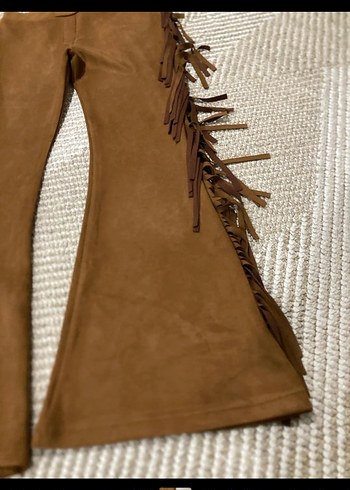 Püsküllü Bohem Tarzı Pamuklu Camel Pantolon - Görsel 3