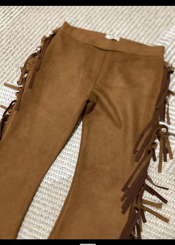 Püsküllü Bohem Tarzı Pamuklu Camel Pantolon - Görsel 4