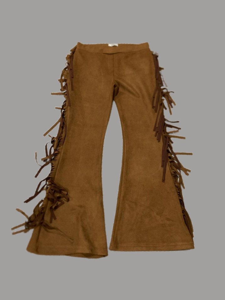 Püsküllü Bohem Tarzı Pamuklu Camel Pantolon - Görsel 2