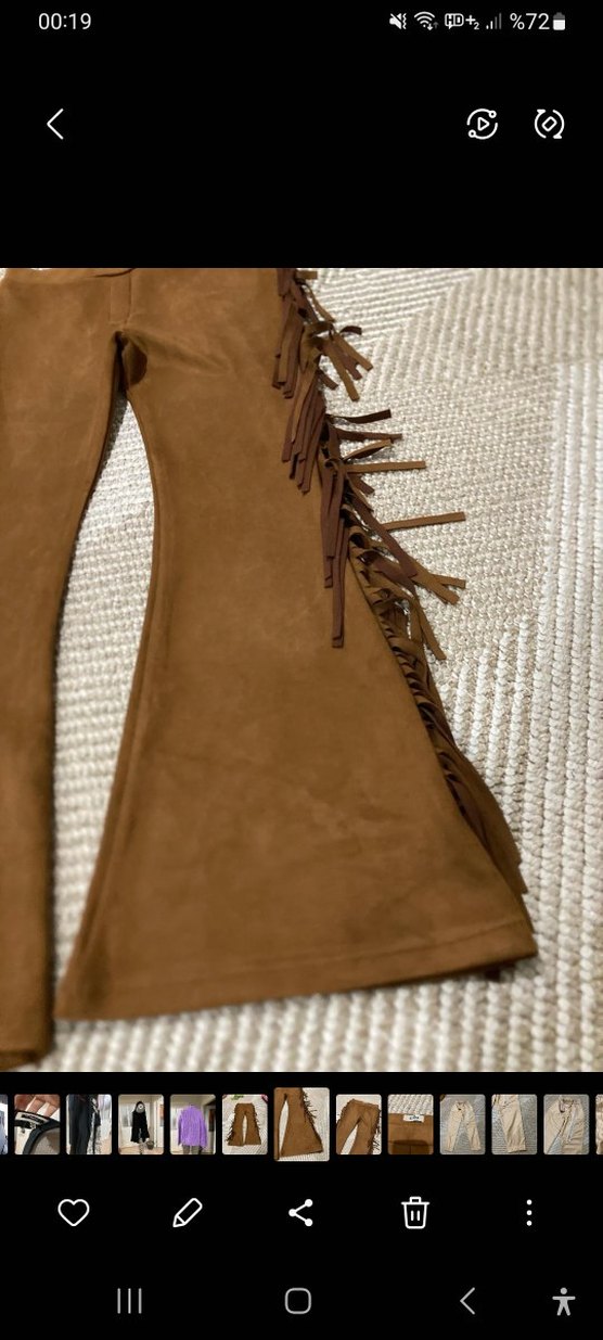 Püsküllü Bohem Tarzı Pamuklu Camel Pantolon - Görsel 3