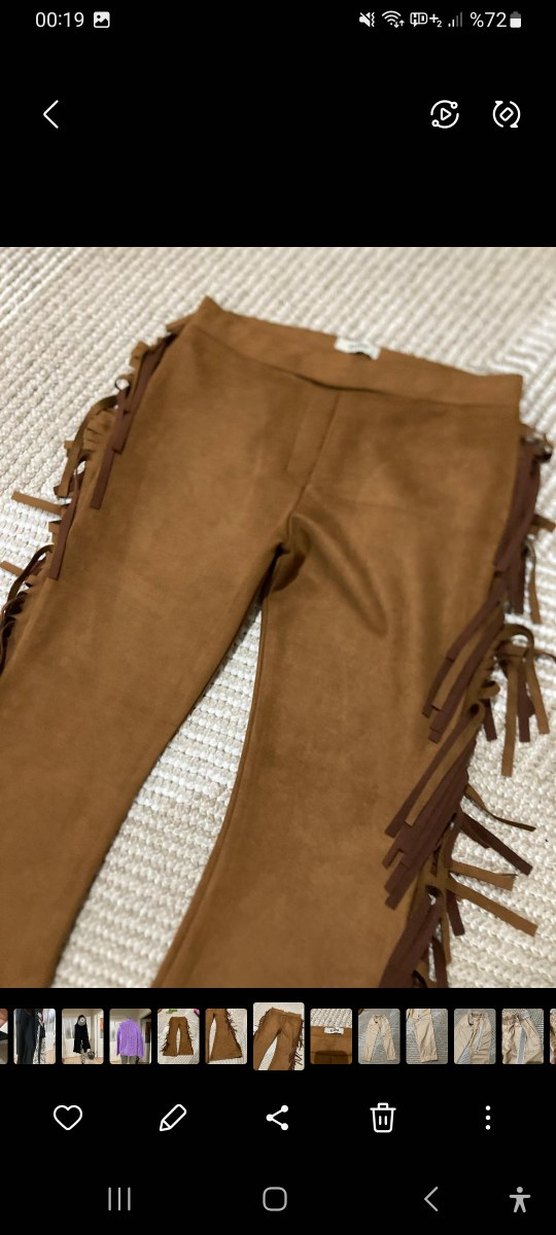 Püsküllü Bohem Tarzı Pamuklu Camel Pantolon - Görsel 4